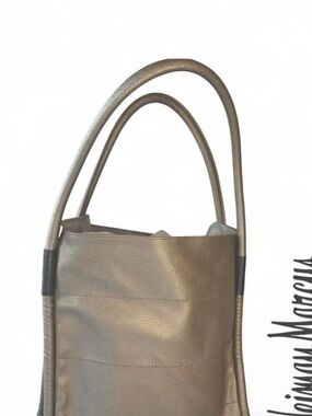 Neiman Marcus Metallic Gold Leather Tote Bag Like New